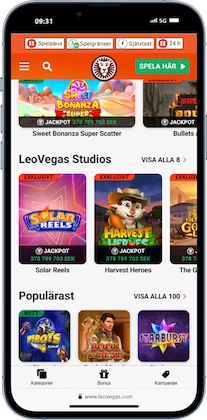 LeoVegas hemsida från mobil