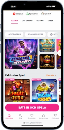 Lyllo Casino hemsida från mobil