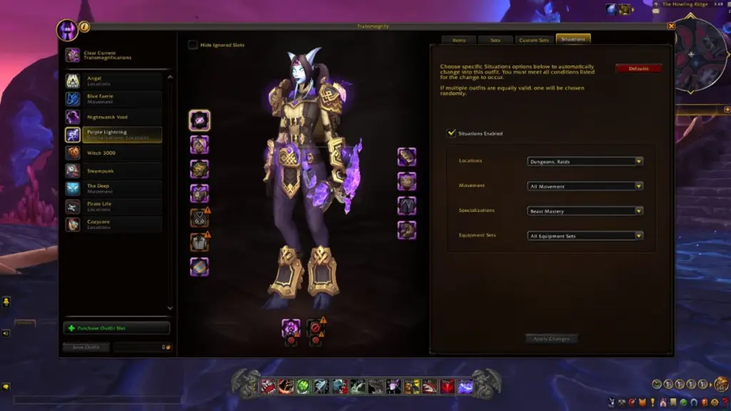 En Dranei i World of Warcraft som visar nytt UI för transmog