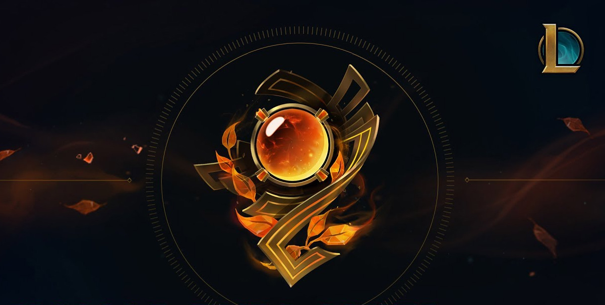 screenshot of an honor level icon design with league of legends logo in top right