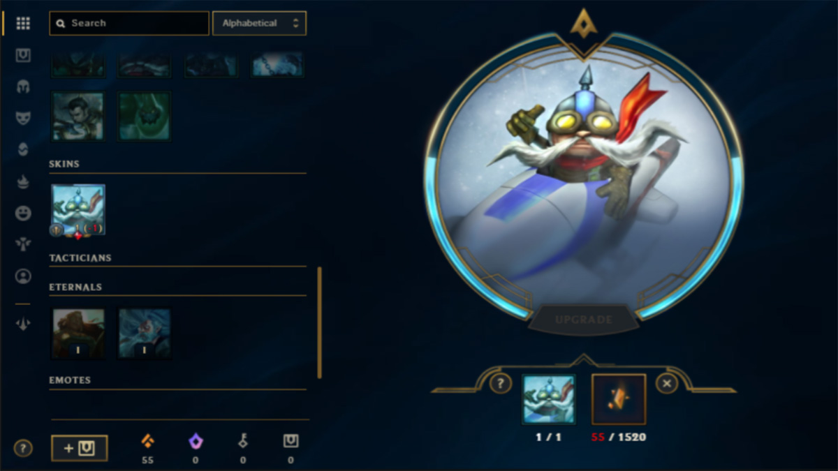 screenshot of a corki skin shard from league of legends