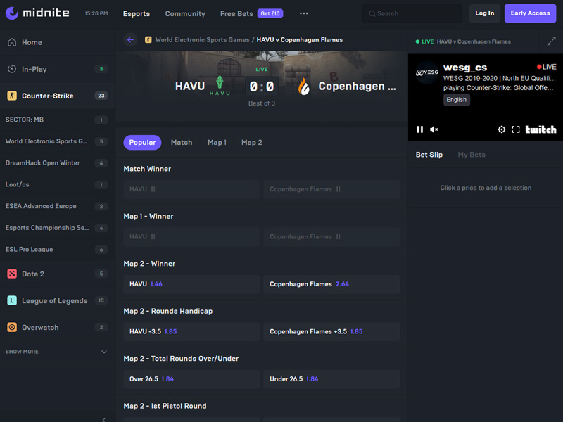 Midnite Esports Review » Exclusive Bonus Bet £10 and get £30