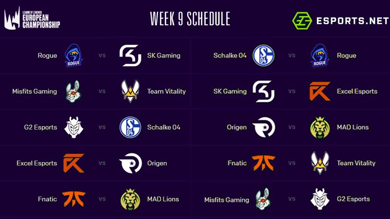 LEC Week 9 Schedule