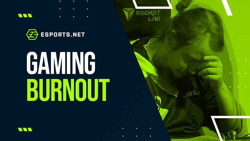 feature image with gaming burnout in white and green text
