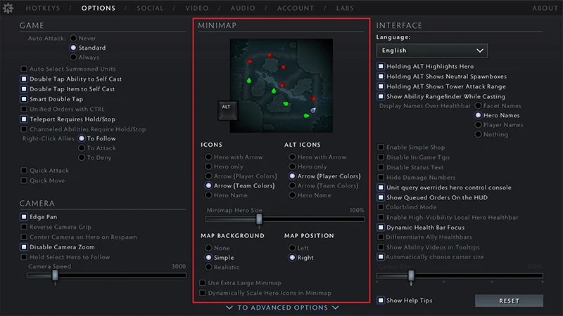 Minimap settings