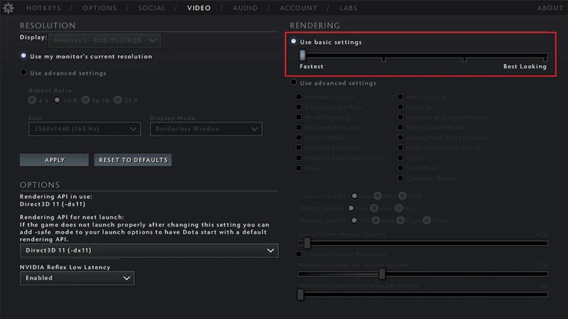 Basic settings for the ones that have lower-end PC's