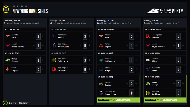 CDL Stage 5 NY Home Series Pickem