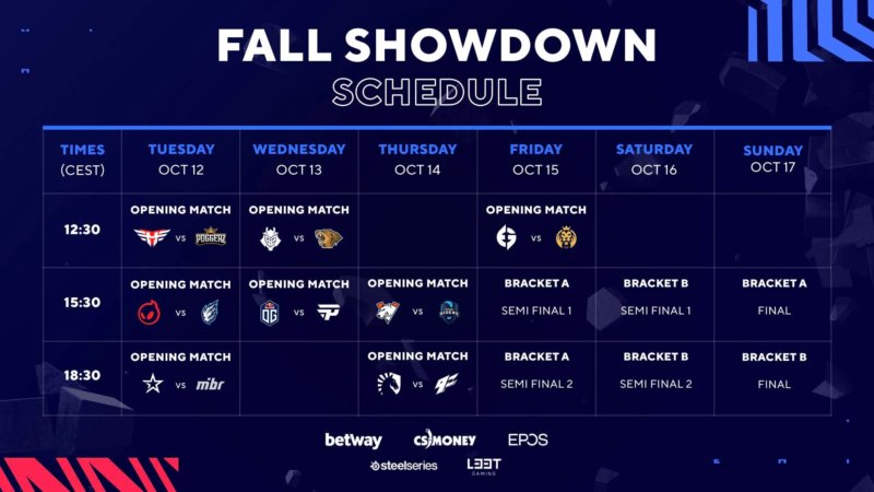 BLAST Premier Fall Showdown Schedule