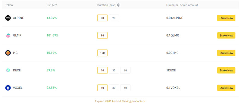 Binance crypto locked staking
