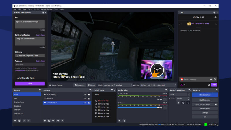 how to setup obs title