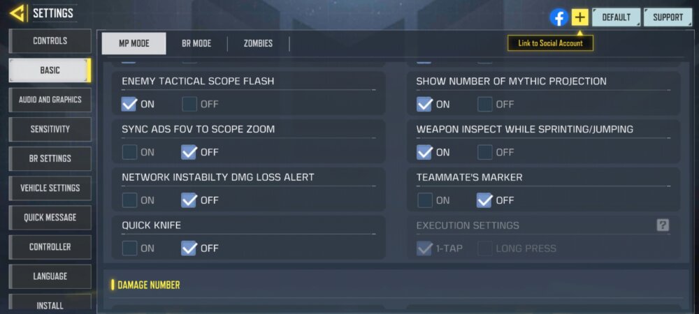 CoD Mobile executions settings