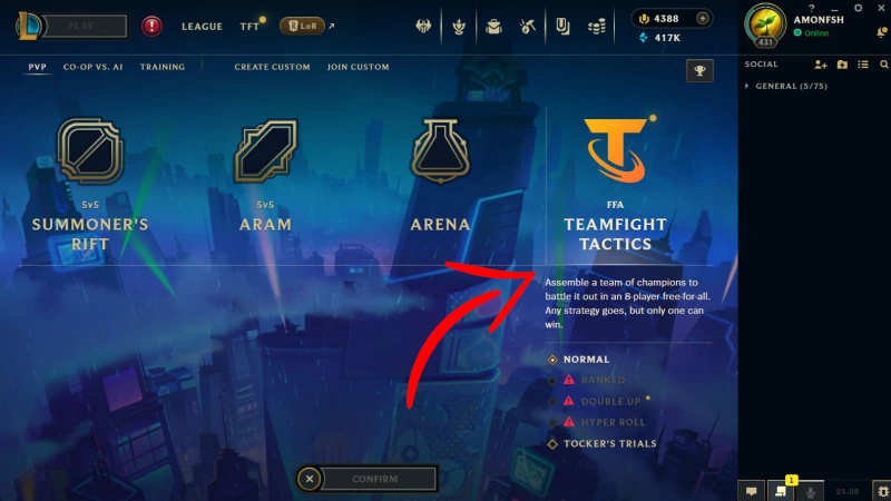 Play Teamfight Tactics through the League of Legends client