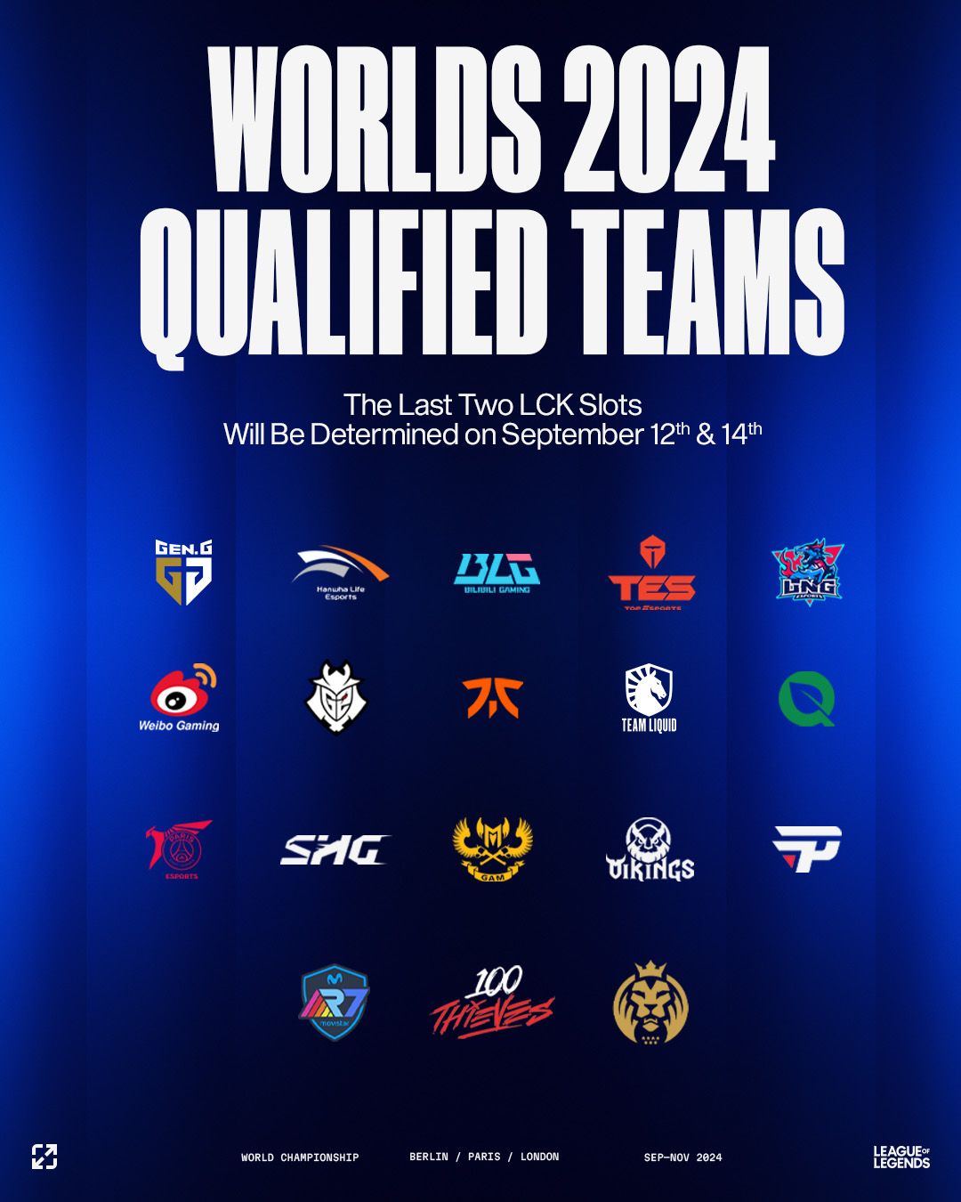 League of Legends Worlds 2024 Championship teams