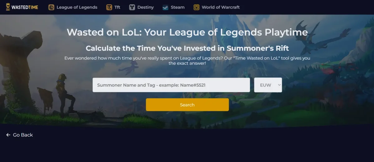 how much time i spent on lol wastedtime.io