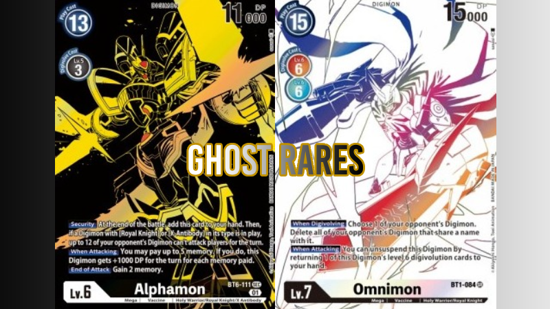 Rarest Digimon Cards Ghost Rares Alphamon and Omnimon