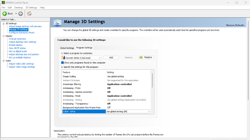 Optimize NVIDIA Control Panel settings for gaming performance