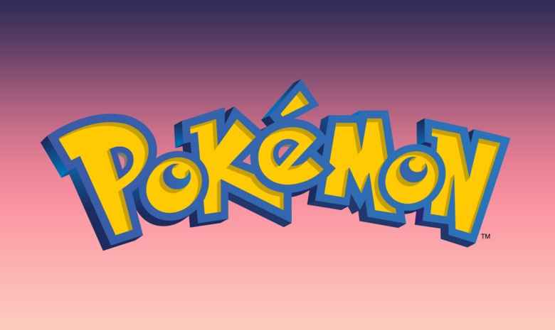 The colorful "Pokémon" logo against a gradient background, featuring playful lettering in blue and yellow.