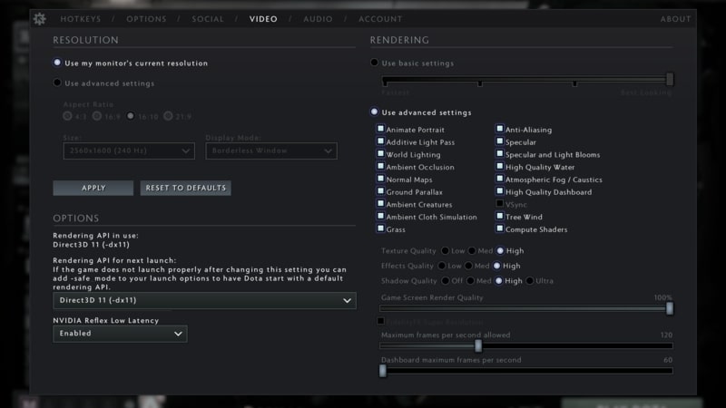 Dota pro settings
