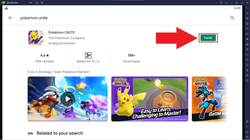 How to download and install Pokemon Unite using BlueStacks