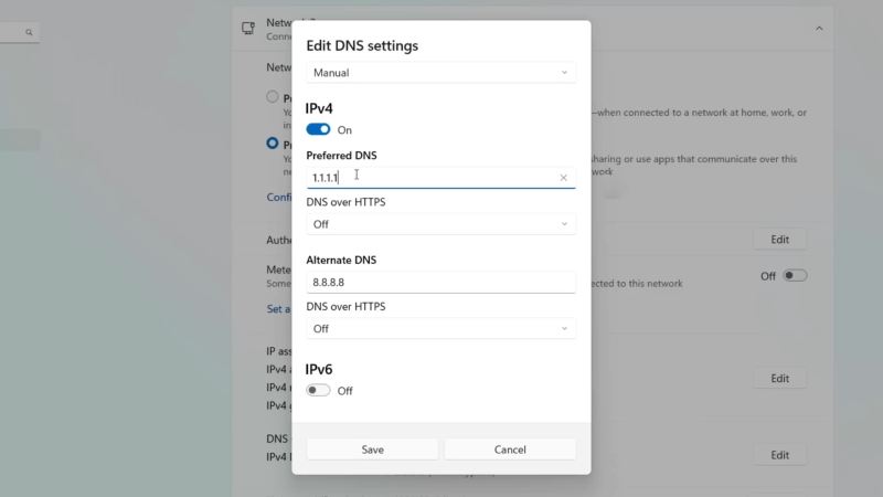 Changing DNS in Windows 11
