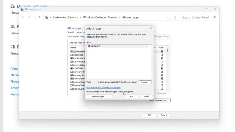 Valorant Firewall settings