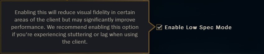 League of Legends FPS increase - Low Spec Mode