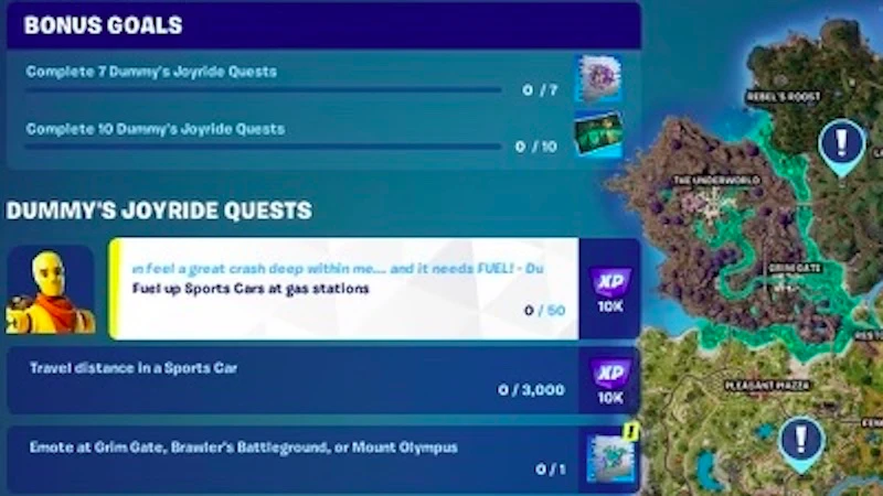 Fortnite Dummy's Joyride Quests