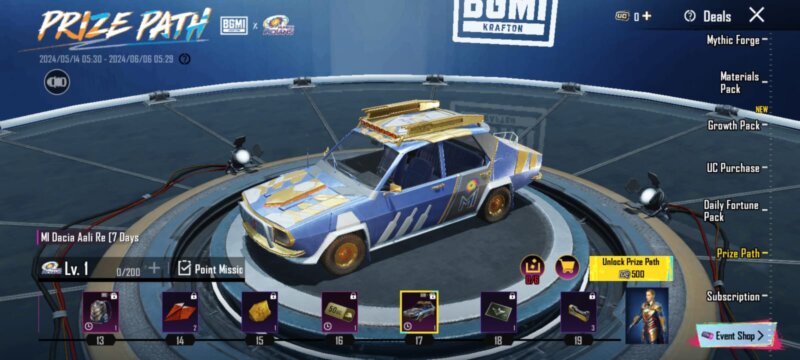 BGMI Mumbai Indians car skin