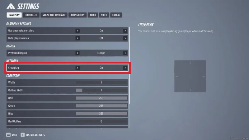 The Finals Crossplay Settings