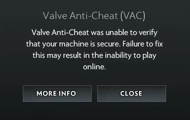 VAC error message