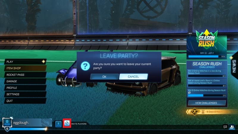 How to leave a party in Rocket League 