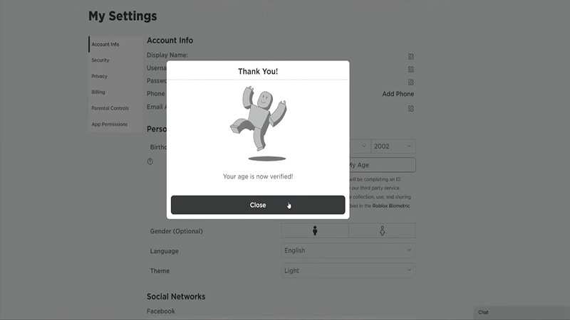 Roblox - Age verification
