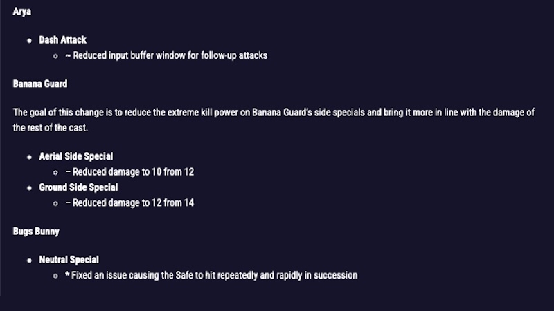 MultiVersus Patch Notes