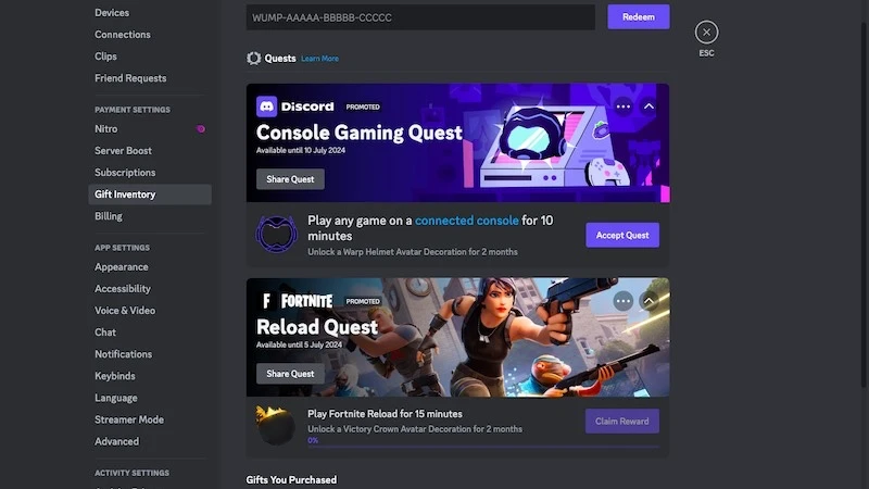 Discord Fortnite Quest