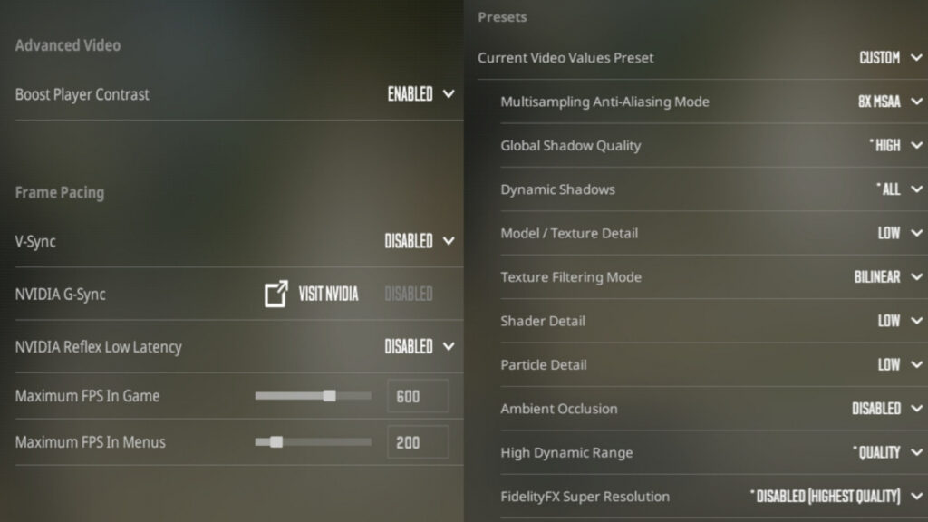 Donk's CS2 advanced video settings
