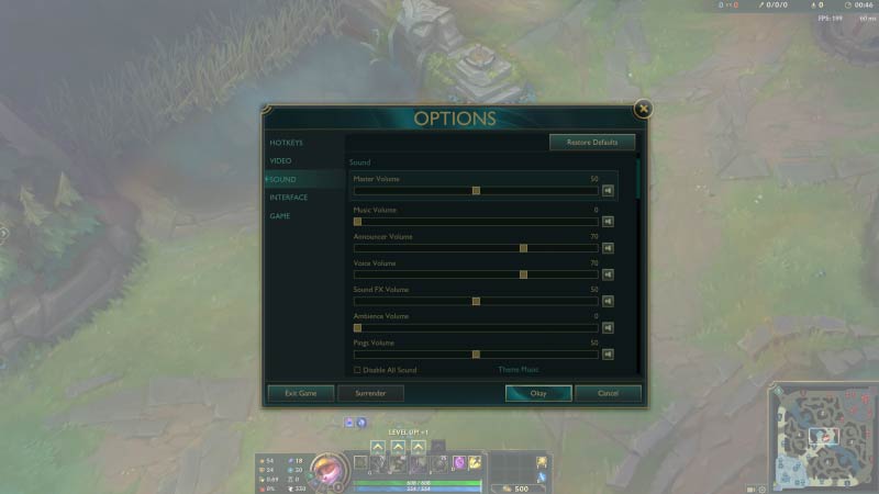 Sound settings - LoL