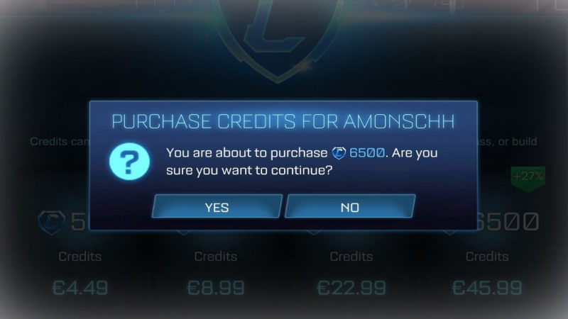 Rocket League credits purchase