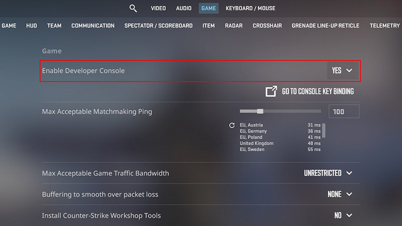 How to open console in CS2