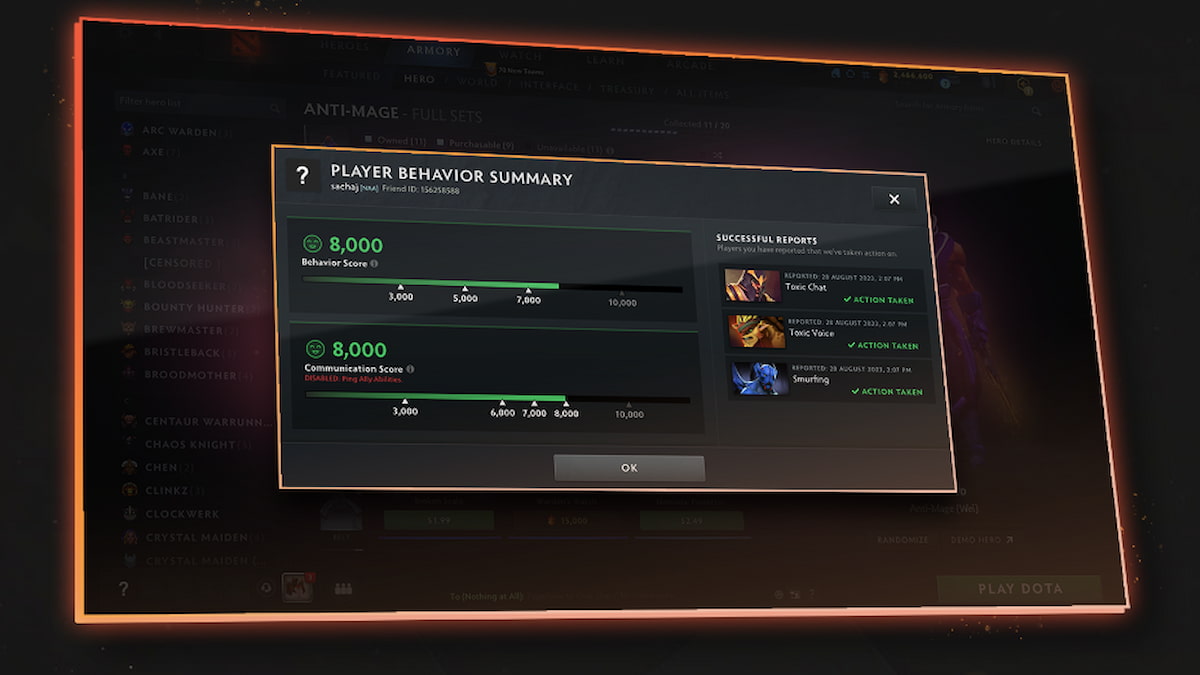 dota 2 behavior score