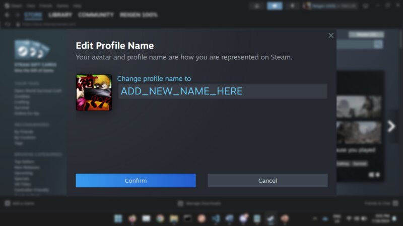 How to change name in Dota 2