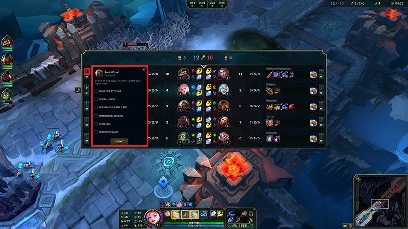Report someone in LoL during a game