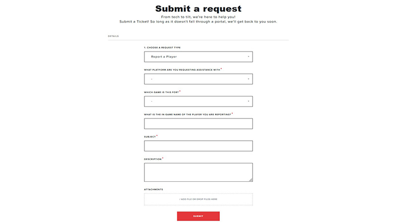 Report a Player by submitting a ticket