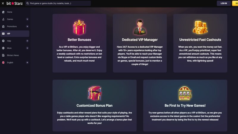 BitStarz VIP bonuses