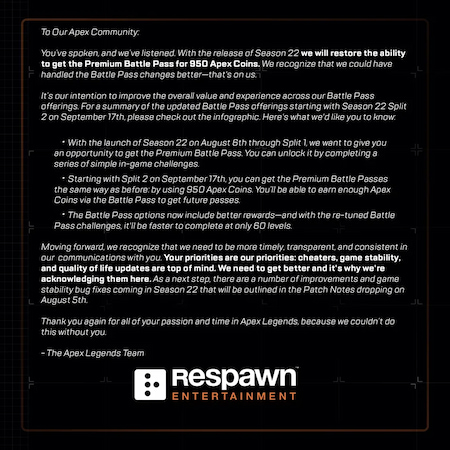 Respawn pulls back Apex Legends Battle Pass changes