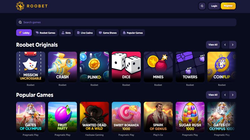 Roobet casino games