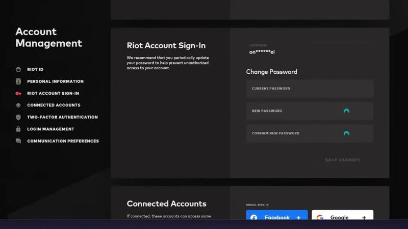 VALORANT Change Password