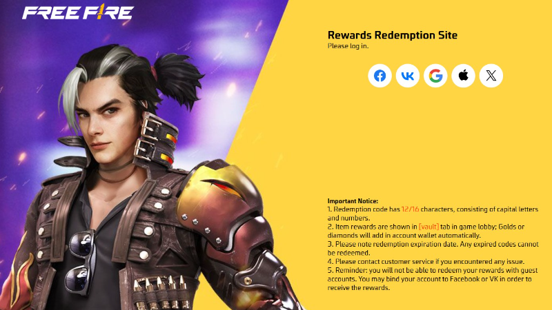 Free Fire Reward Redemption Site