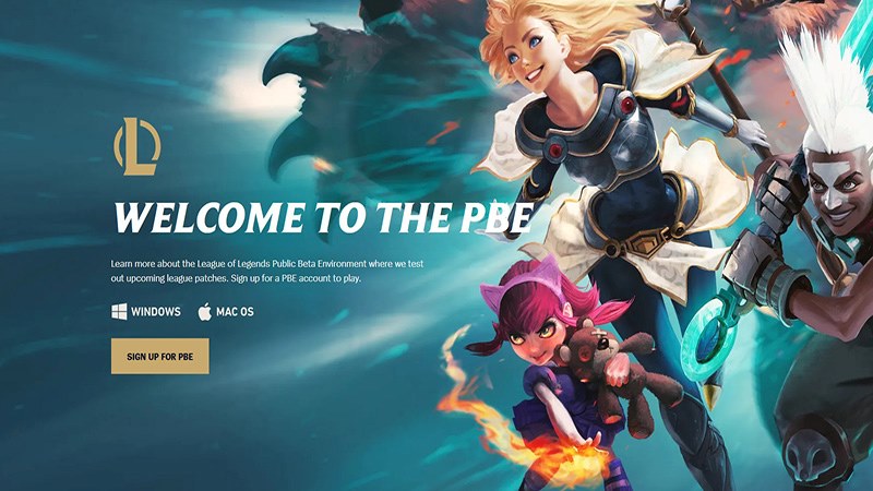 League of Legends PBE account sign-up page