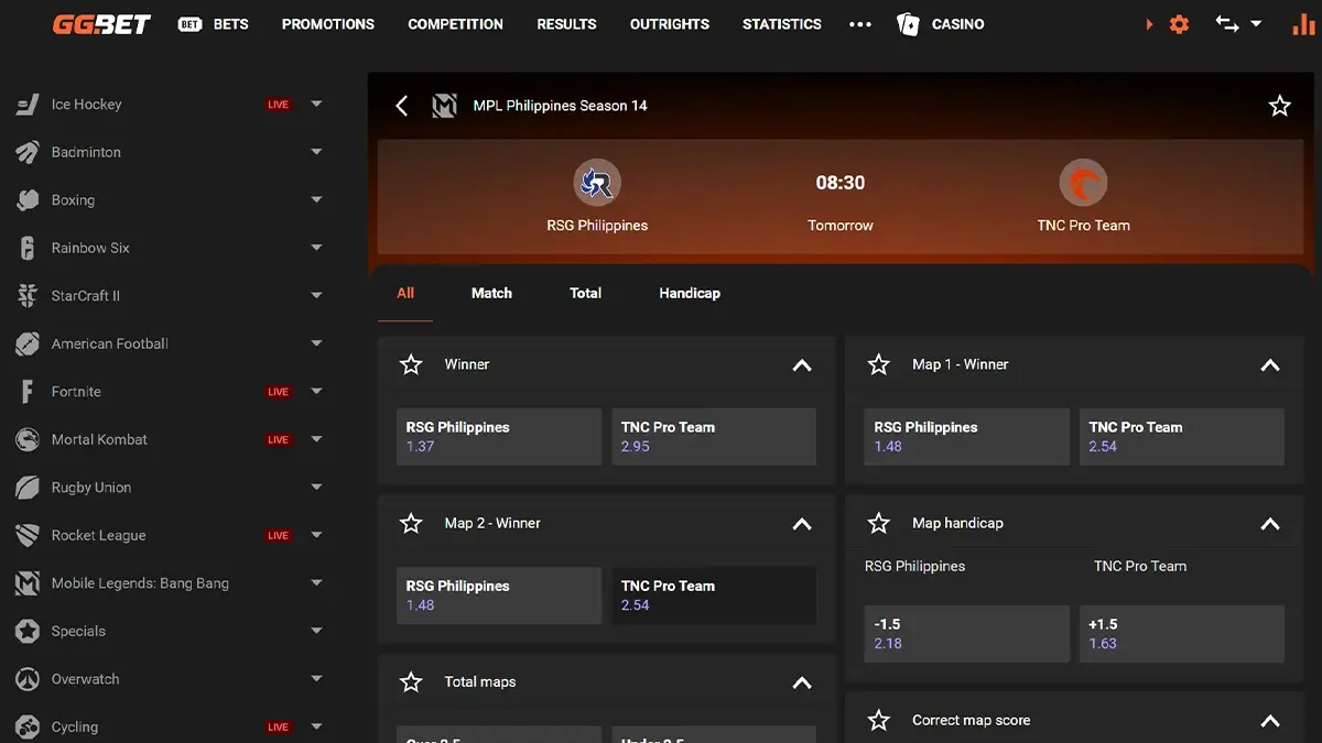 mlbb odds from gg.bet