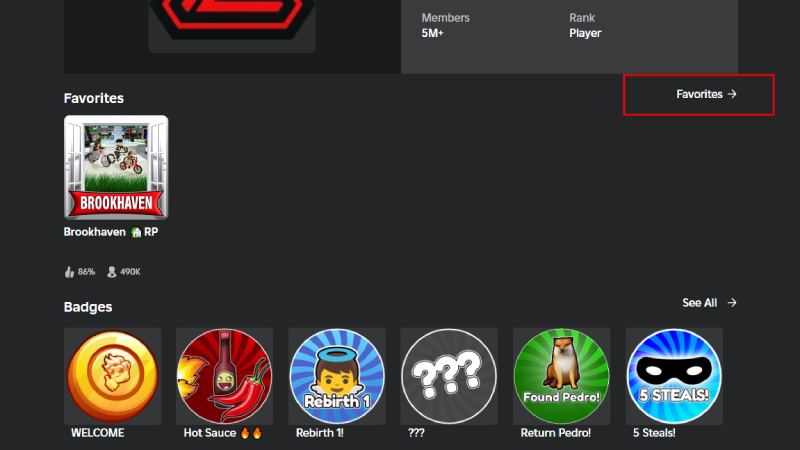 Roblox Favorite items
